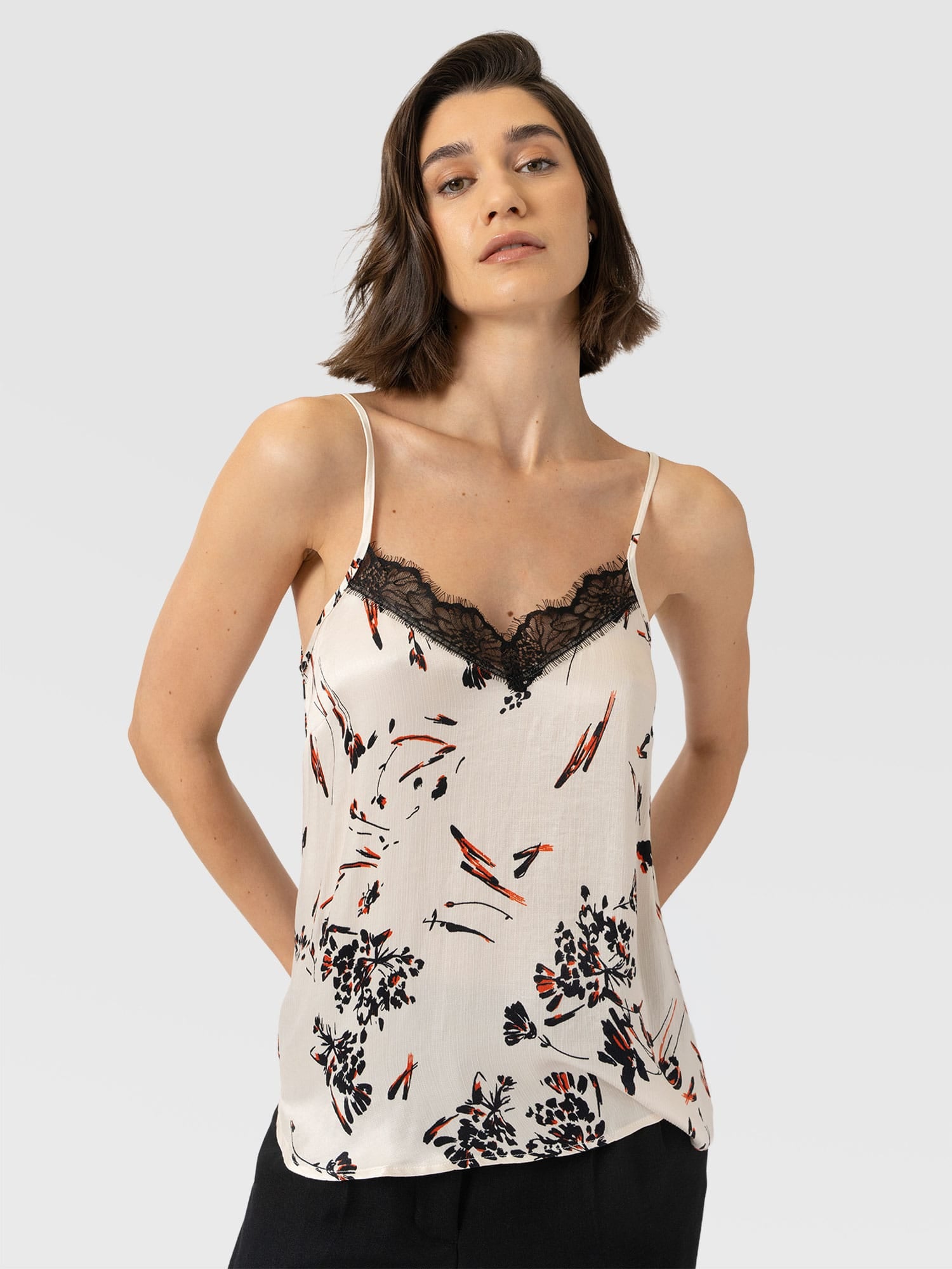 Harper Lace Cami - White Mist Floral