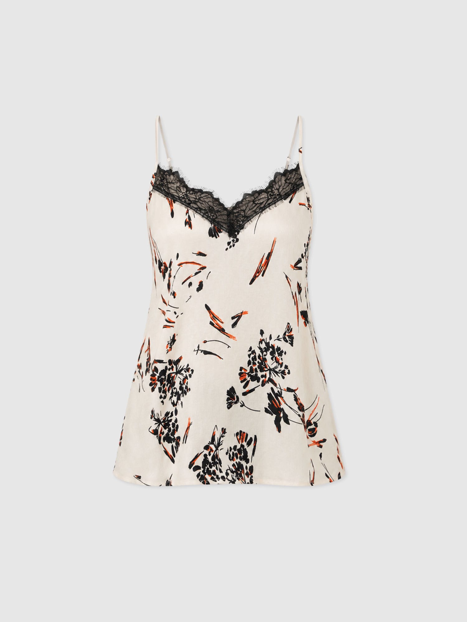 Harper Lace Cami - White Mist Floral - Women's T-shirts | Saint and Sofia® UK