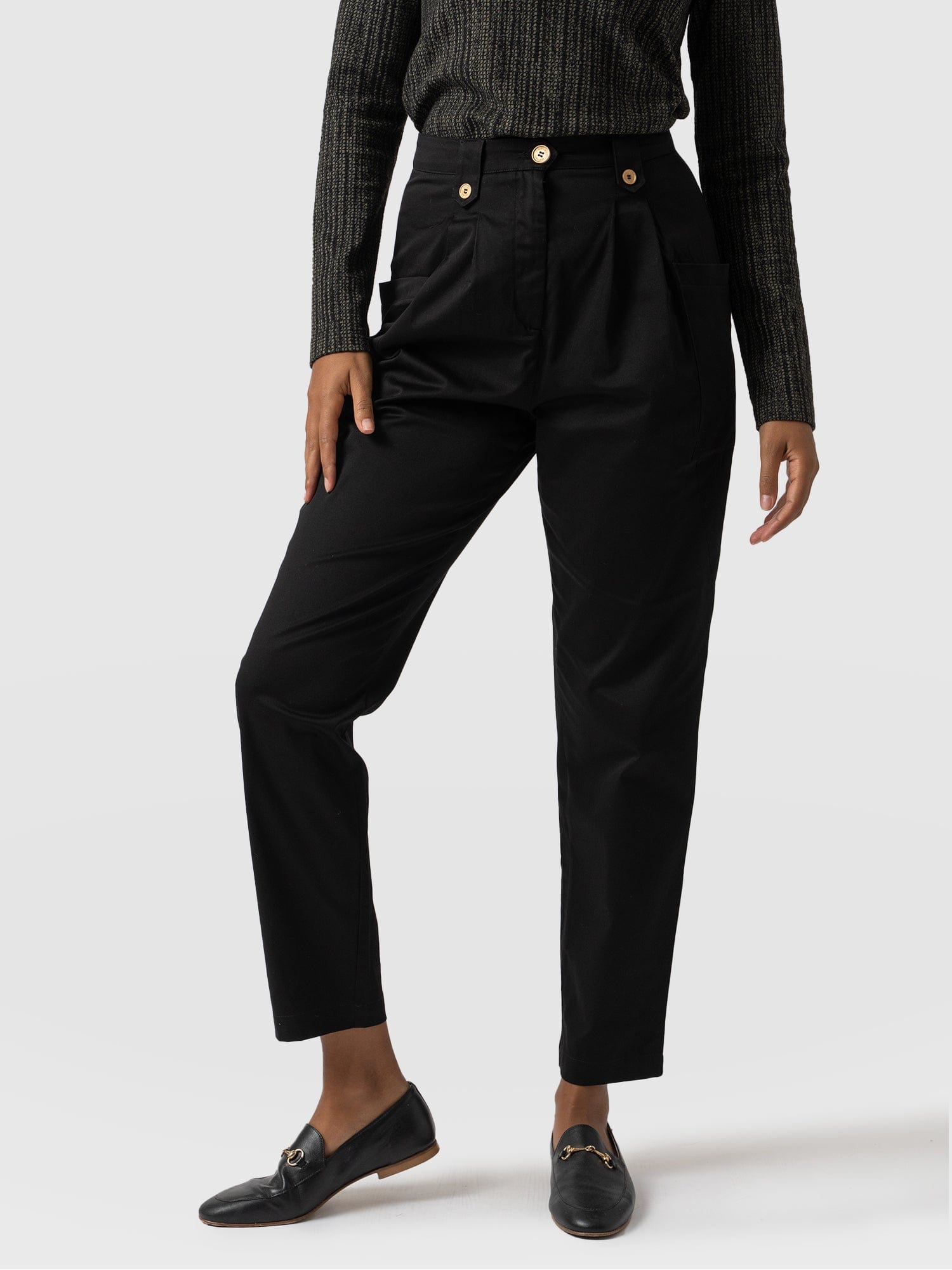High Waisted Cargo Pant Black - Women's Trousers | Saint + Sofia® UK