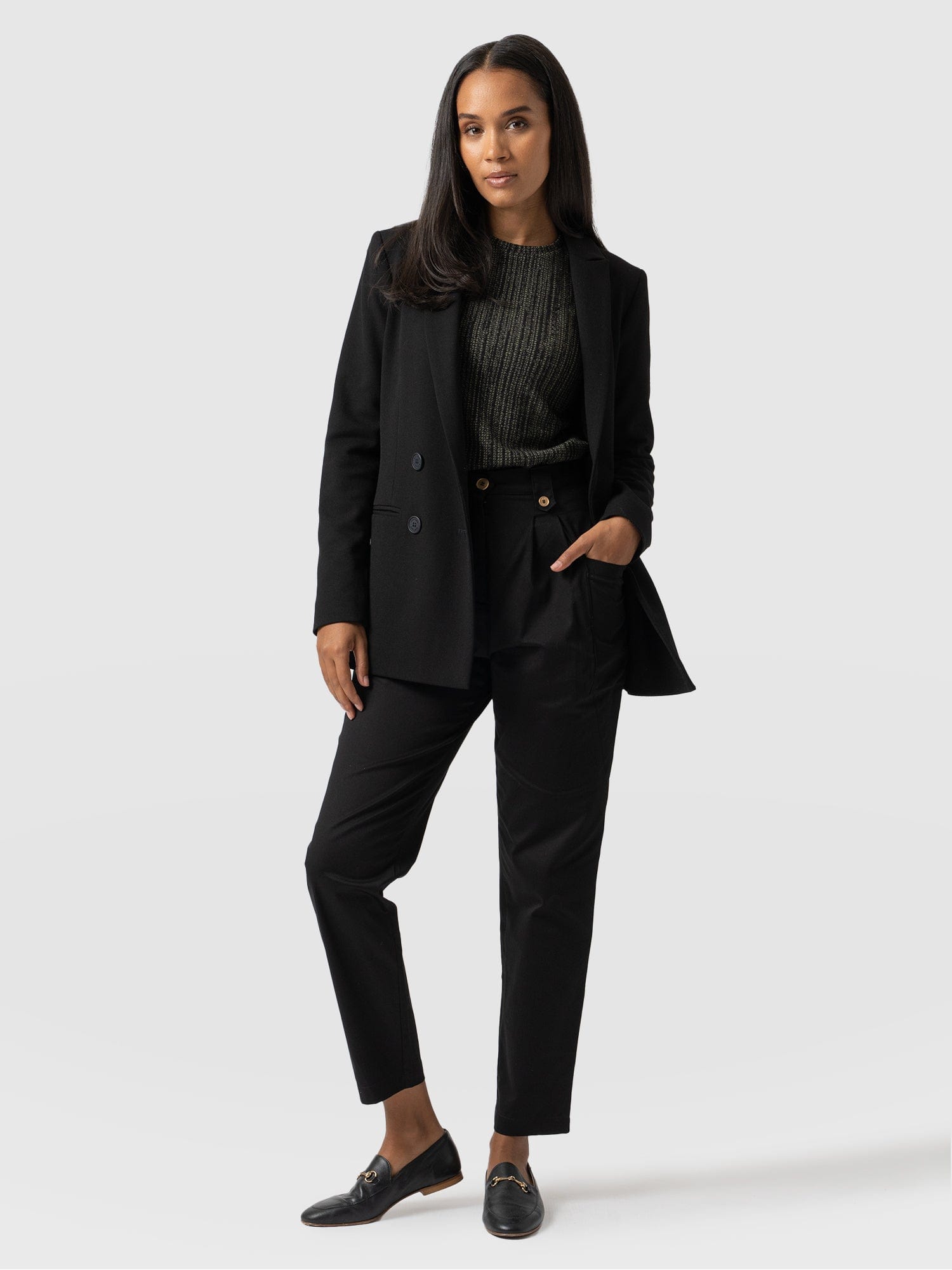 High Waisted Cargo Pant Black - Women's Trousers | Saint + Sofia® UK