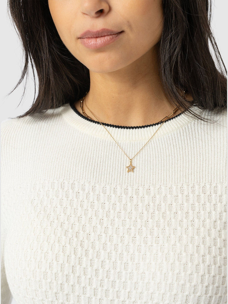 Honeycomb Rib Jumper Cream - Women's Jumpers | Saint + Sofia® UK