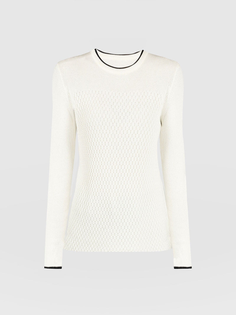 Honeycomb Rib Jumper Cream - Women's Jumpers | Saint + Sofia® UK