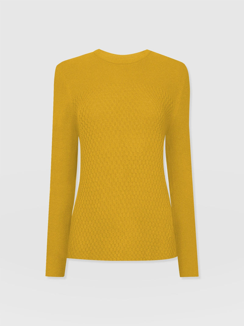 Honeycomb Rib Jumper Yellow - Women's Jumpers | Saint + Sofia® UK