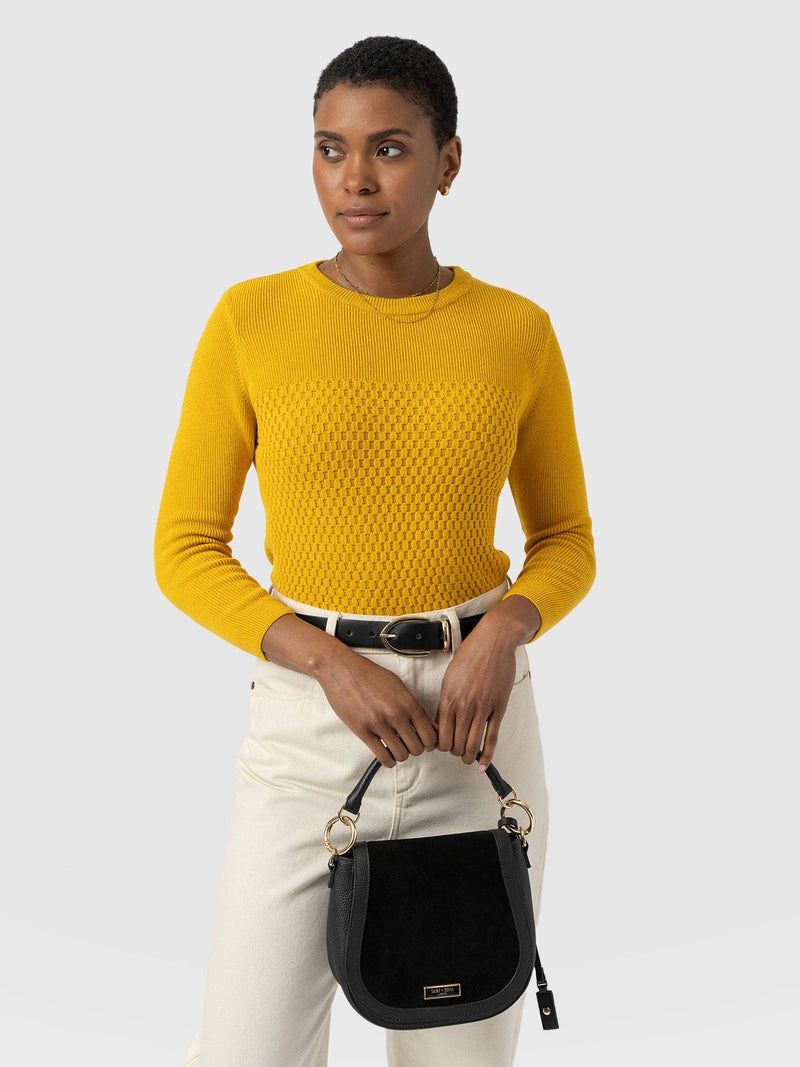 Honeycomb Rib Jumper Yellow - Women's Jumpers | Saint + Sofia® UK
