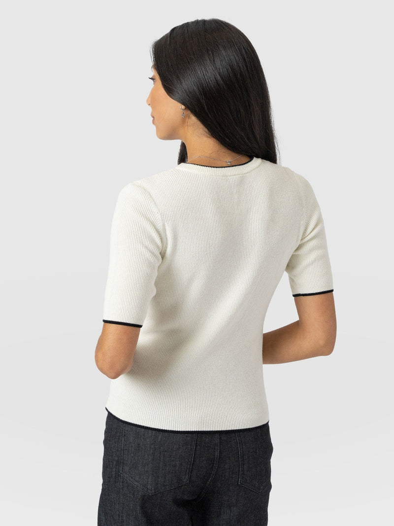 Honeycomb Short Sleeve Knit - Cream - Women's Knitwears | Saint + Sofia? UK