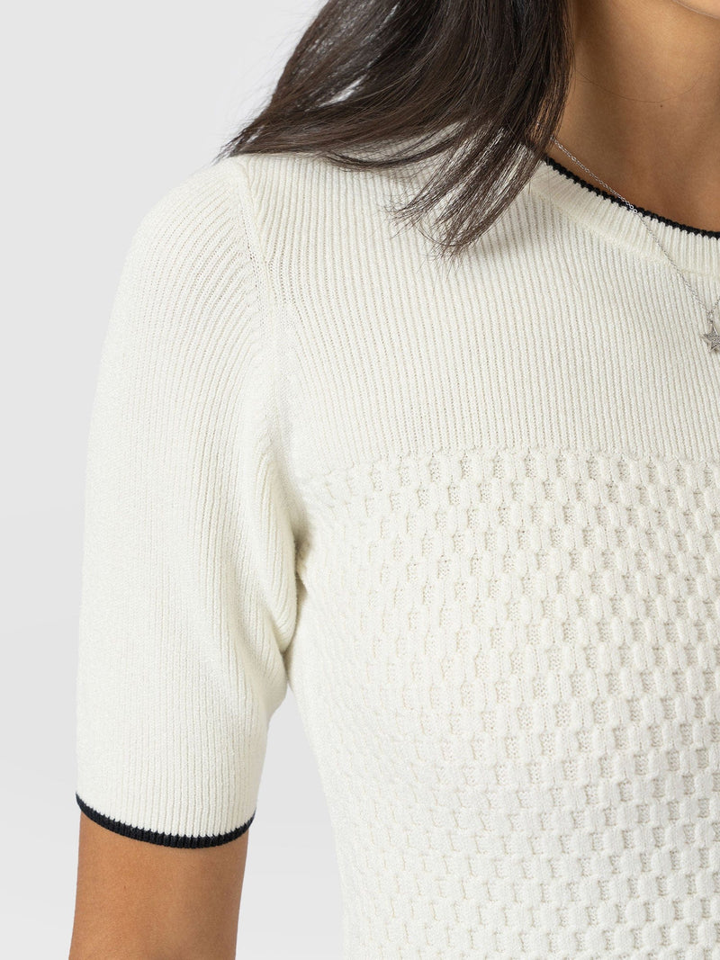 Honeycomb Short Sleeve Knit - Cream - Women's Knitwears | Saint + Sofia? UK