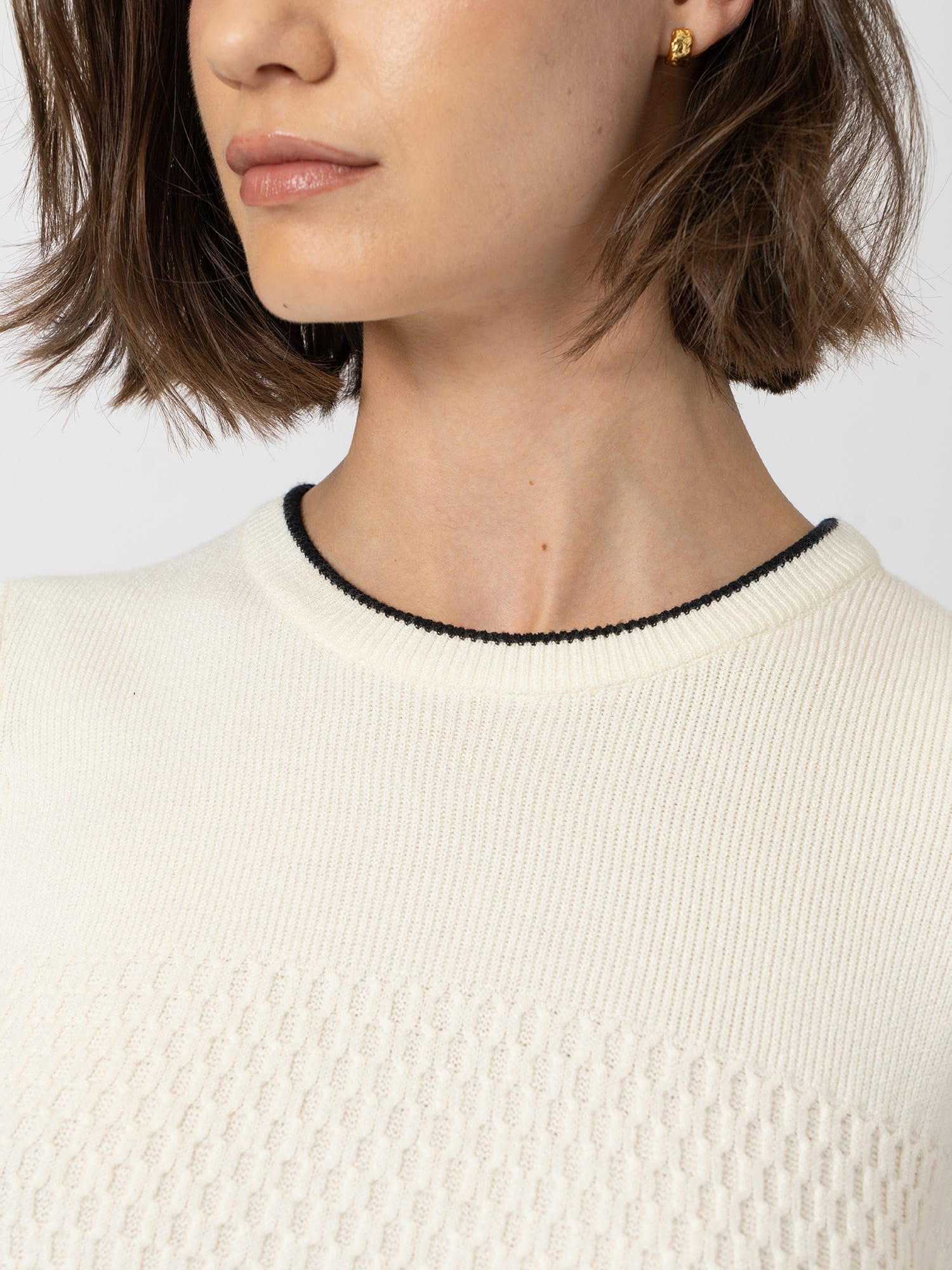 Honeycomb Sleeveless Rib Knit - Cream