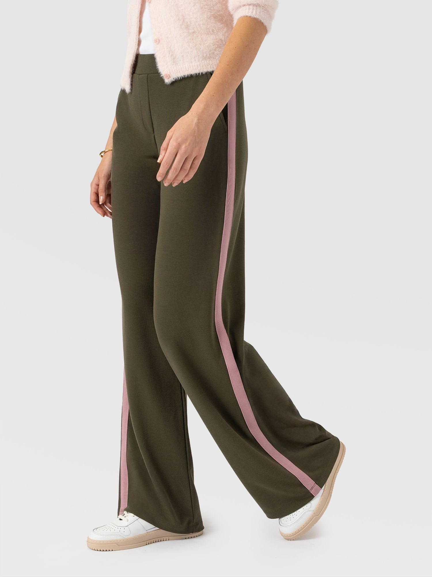 Hoxton Straight Leg Pant - Khaki - Pink Stripe