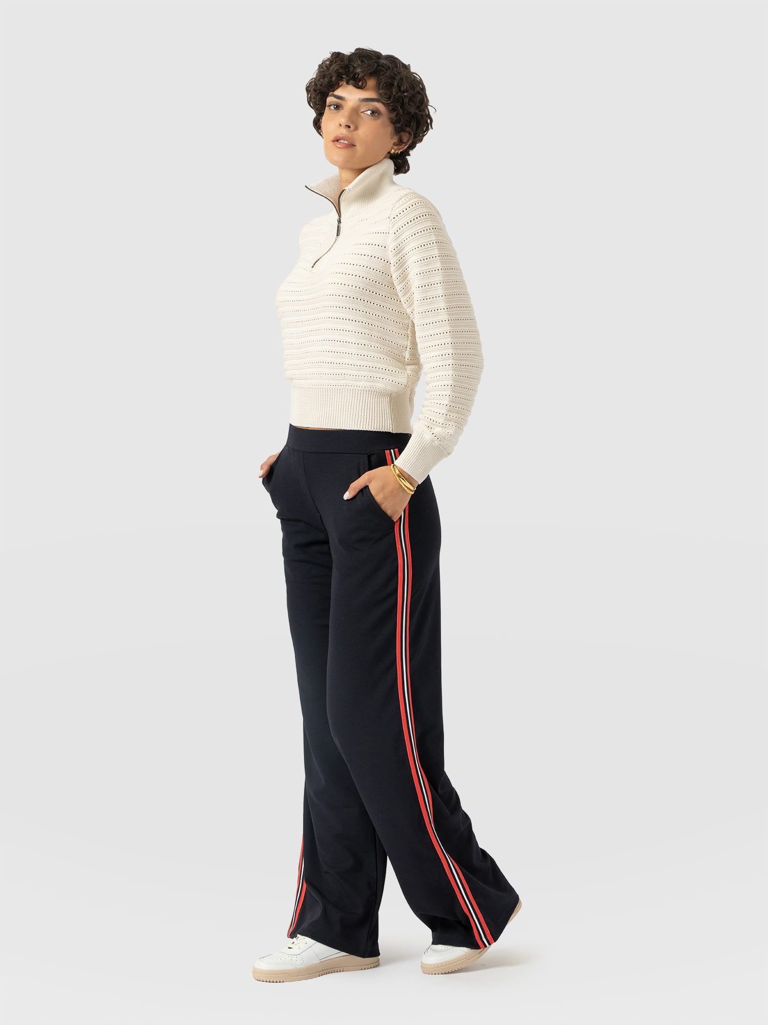 Hoxton Straight Leg Pant - Navy/Red Stripe
