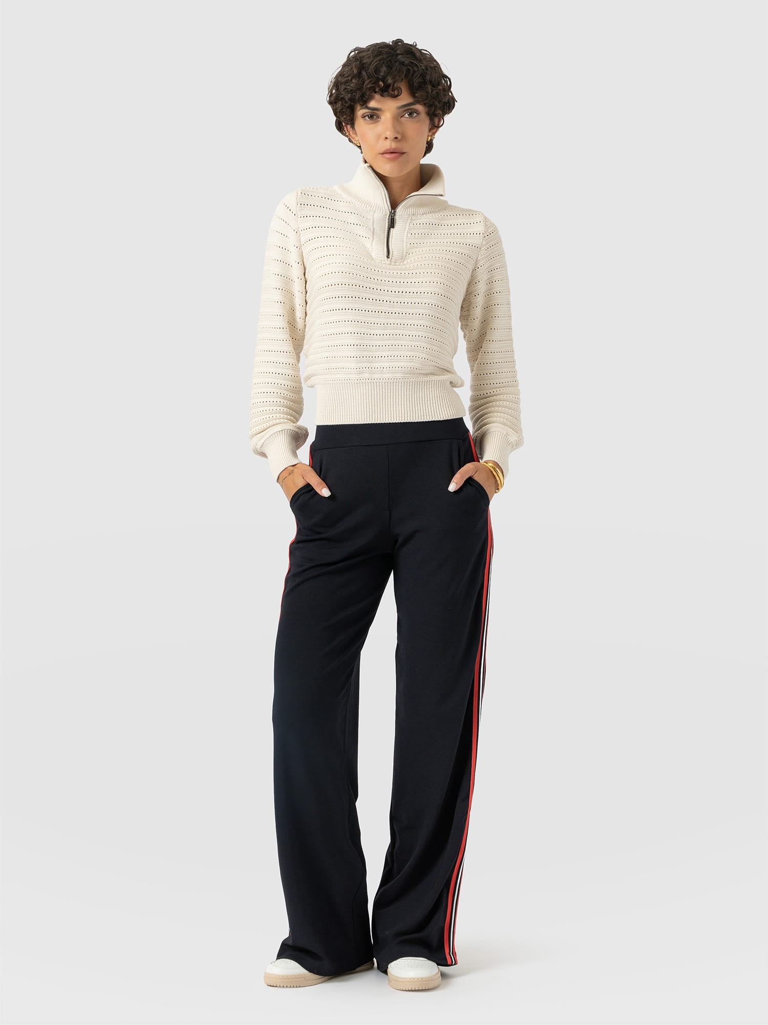 Hoxton Straight Leg Pant - Navy/Red Stripe