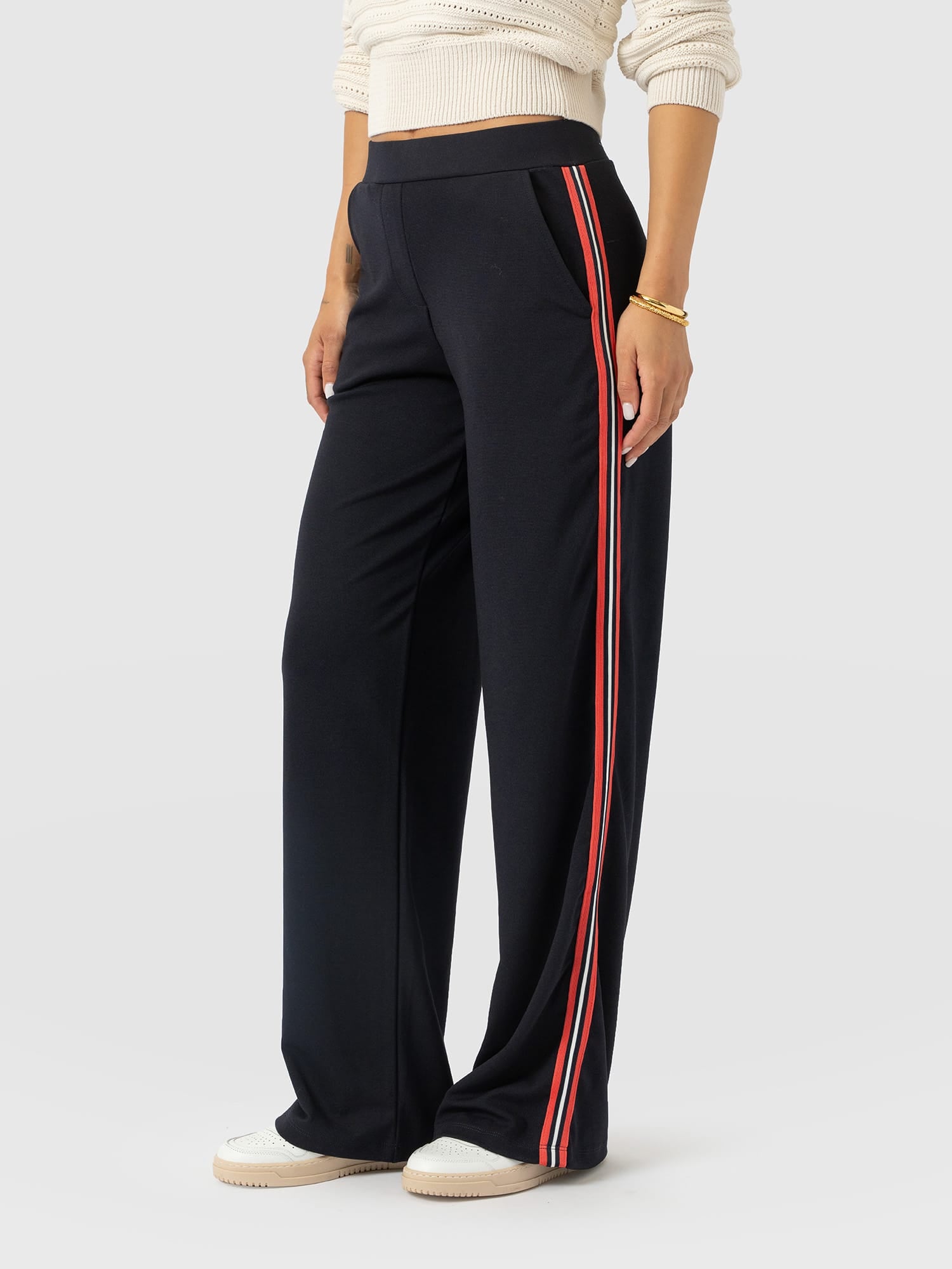 Hoxton Straight Leg Pant - Navy/Red Stripe