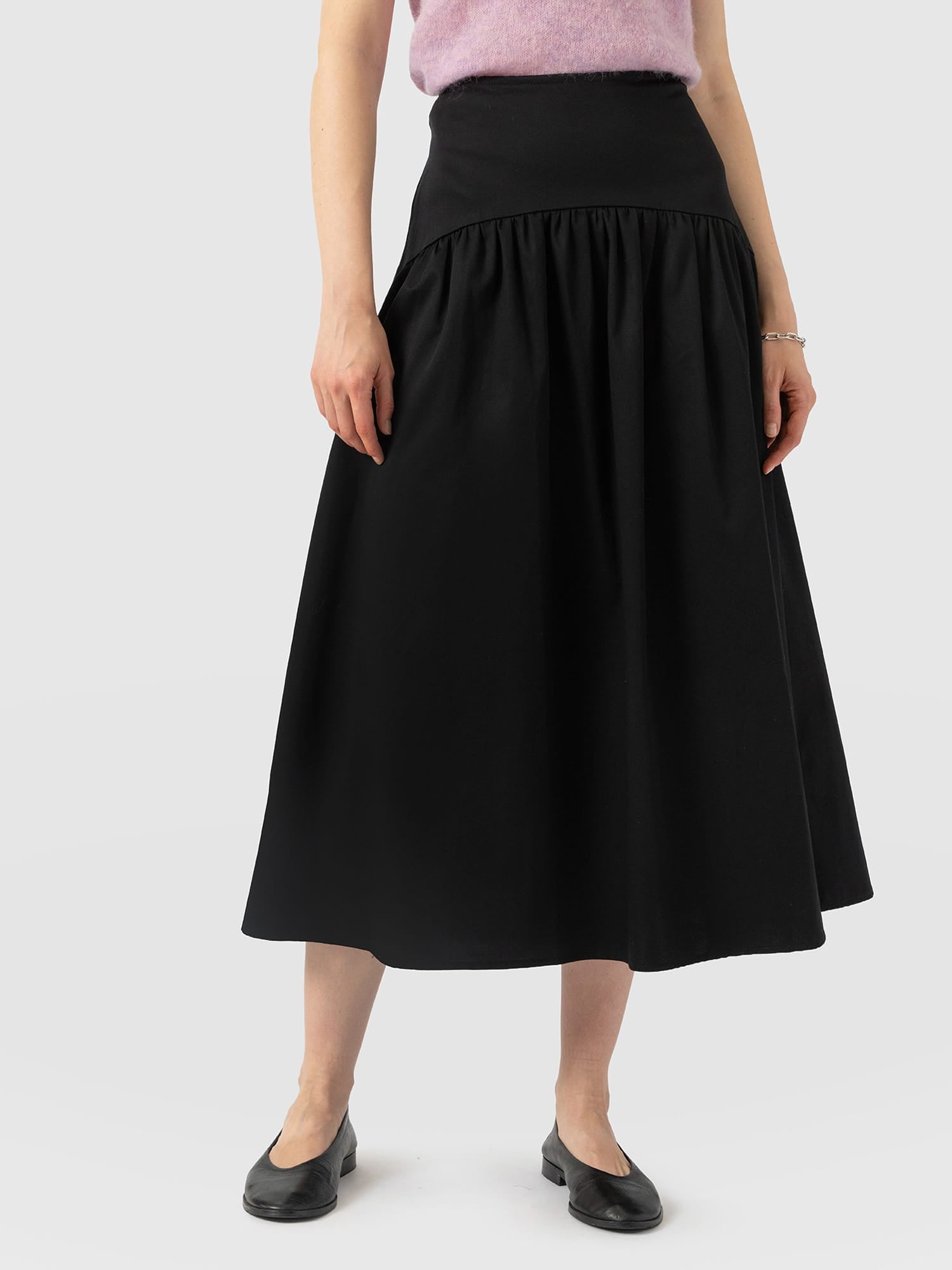 Indie Basque Waist Skirt - Black