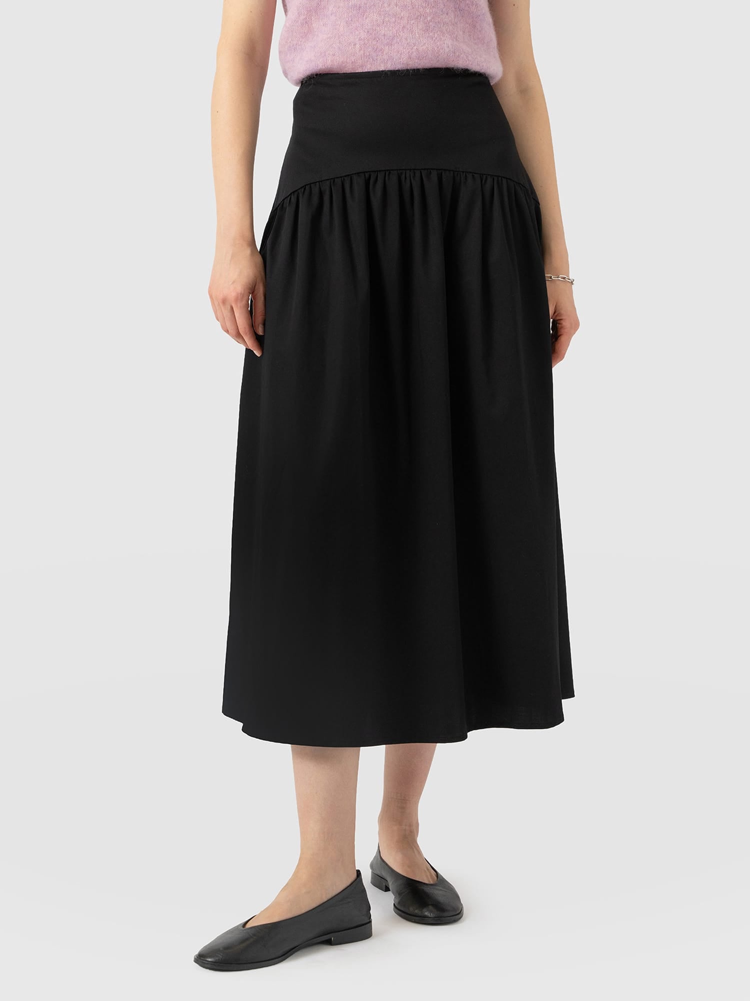 Indie Basque Waist Skirt - Black