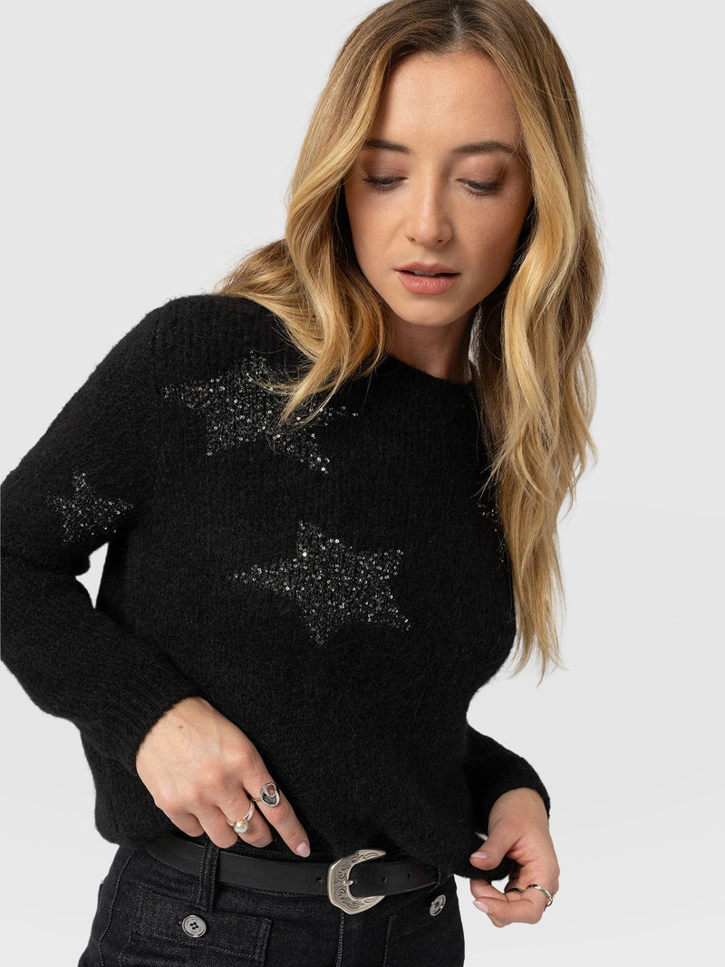 Indy Star Jumper - Black - Women's Jumpers | Saint + Sofia® UK