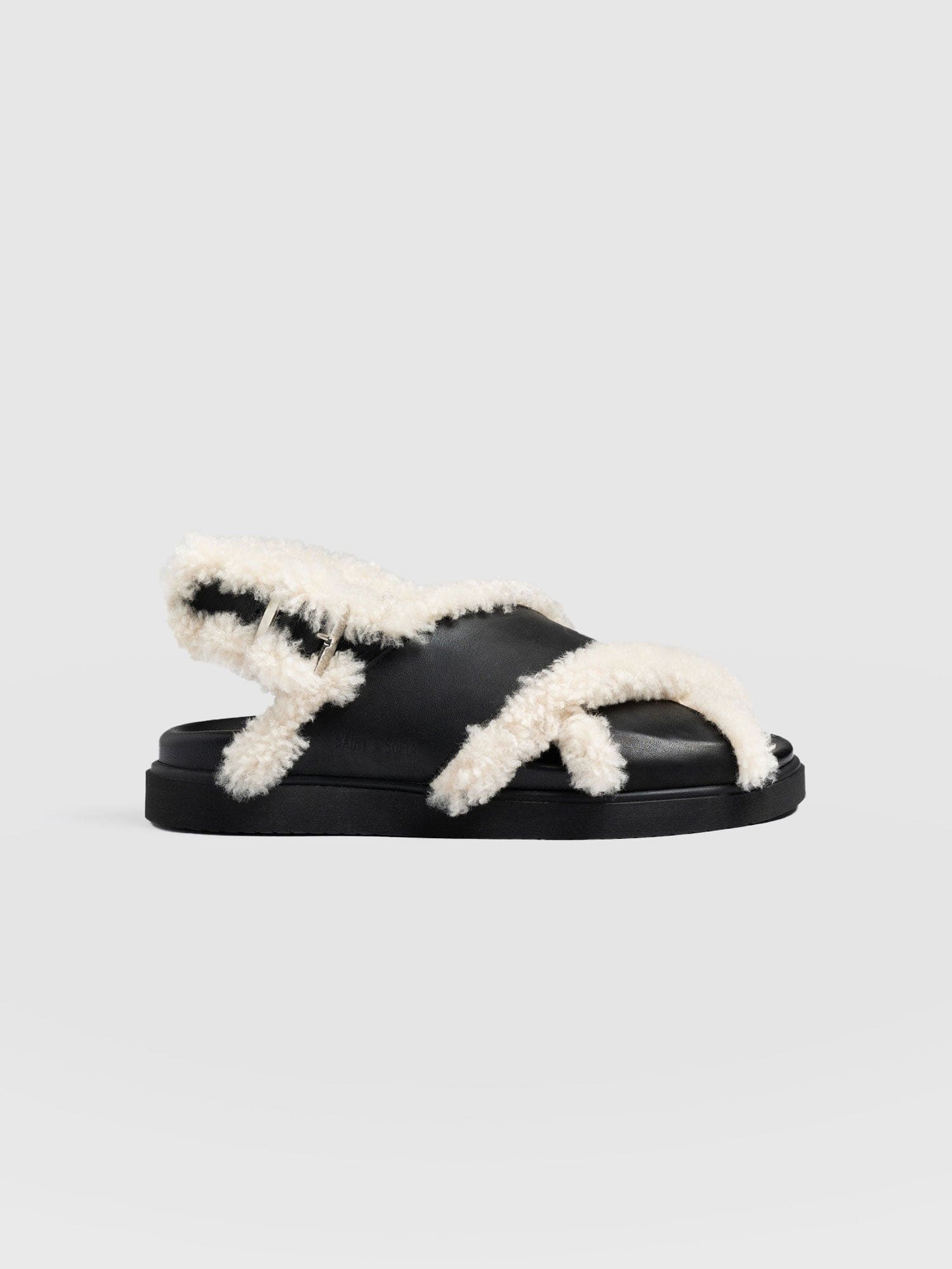 Isla Shearling Sandal Black Women's Sandals Saint Sofia® UK