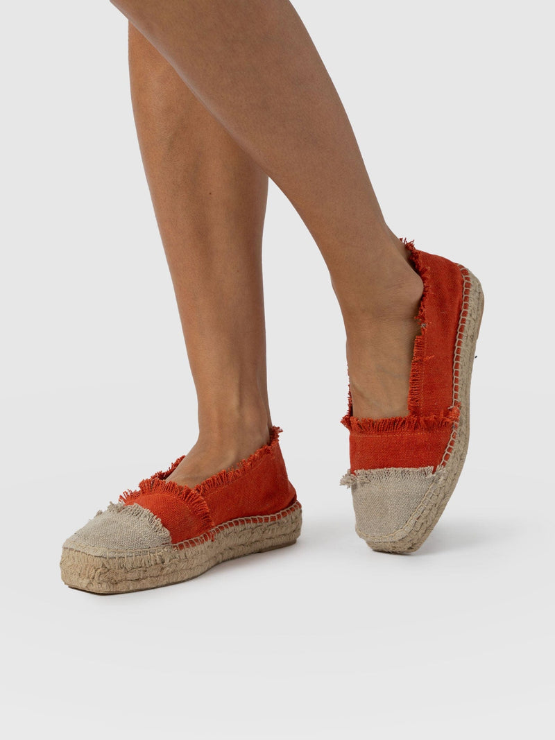 Ivy Frayed Espadrille Pumps - Orange - Women's Sandalss | Saint + Sofia® UK