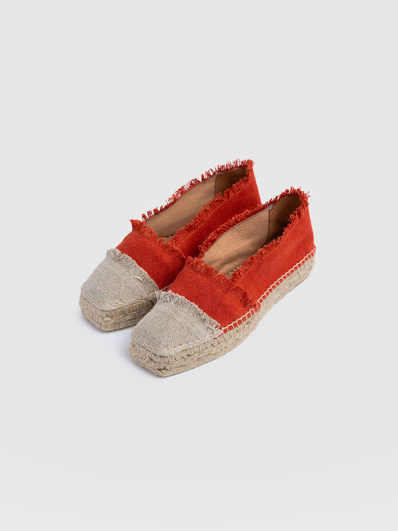 Ivy Frayed Espadrille Pumps - Orange - Women's Sandalss | Saint + Sofia® UK
