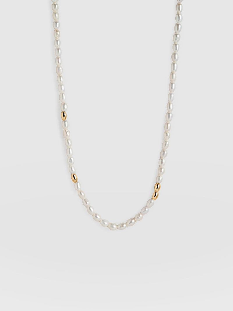 Jacqueline Pearl Necklace Gold - Women's Jewellery | Saint + Sofia® UK