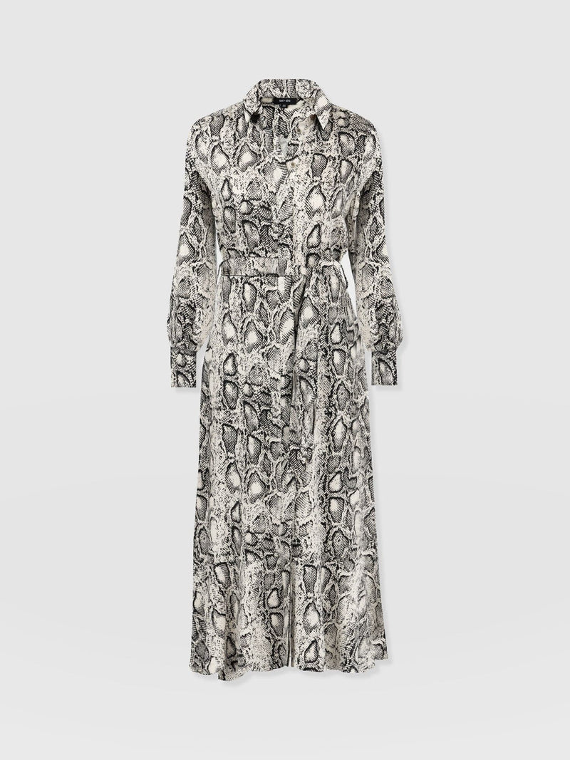 Jacqueline Shirt Dress Cream Snake - Women's Dresses | Saint + Sofia® UK