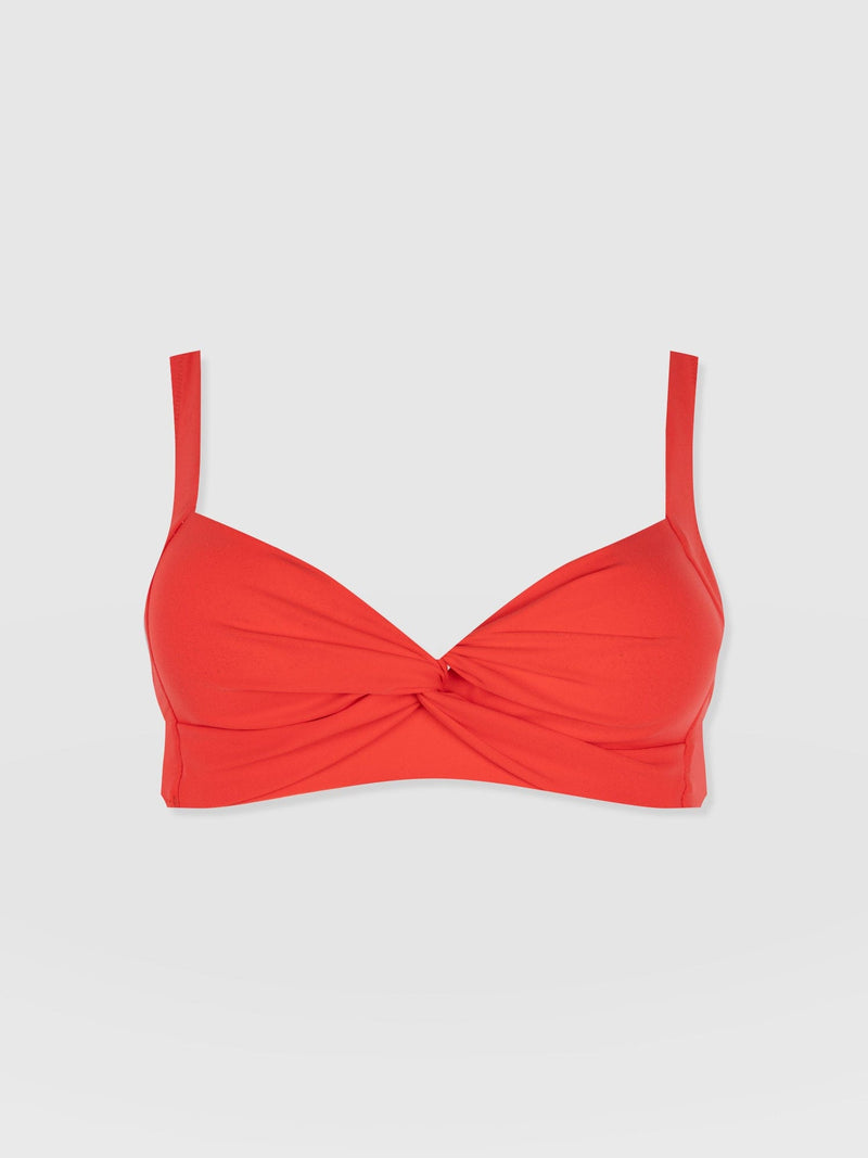 Jesse Twist Front Bikini Top - Red - Women's Swimwear | Saint + Sofia® UK