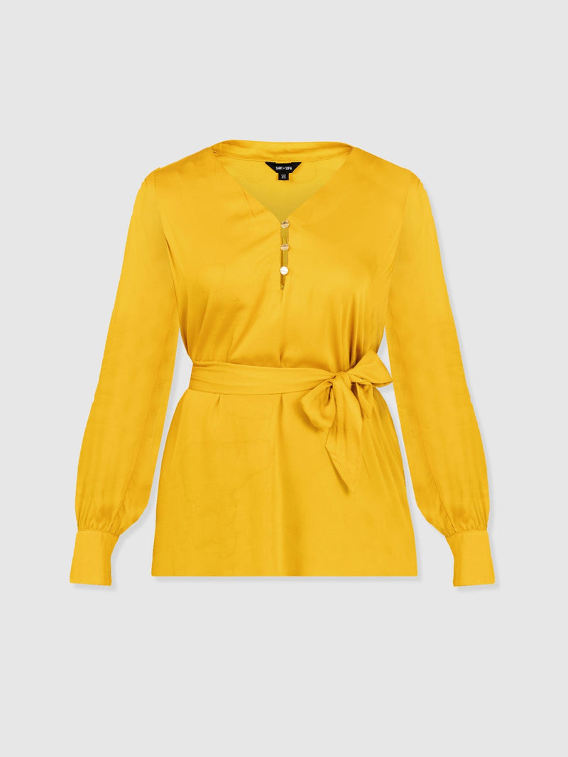 Joselyn V Neck Blouse - Golden Yellow - Women's Blouses | Saint + Sofia® UK