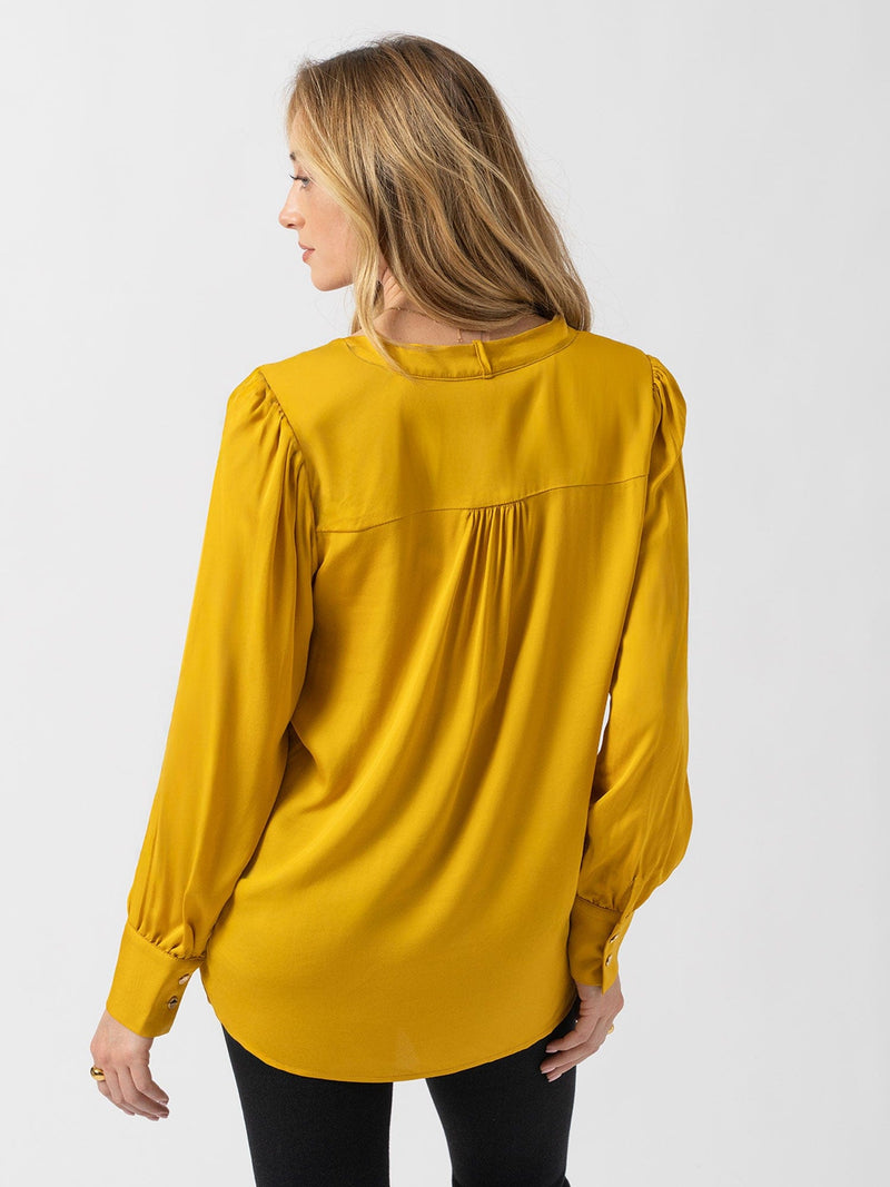 Joselyn V Neck Blouse - Golden Yellow - Women's Blouses | Saint + Sofia® UK