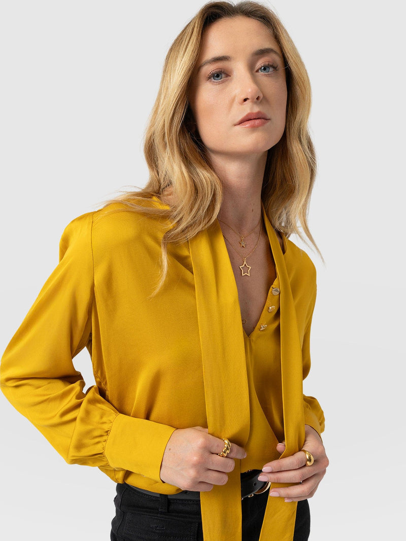 Joselyn V Neck Blouse - Golden Yellow - Women's Blouses | Saint + Sofia® UK