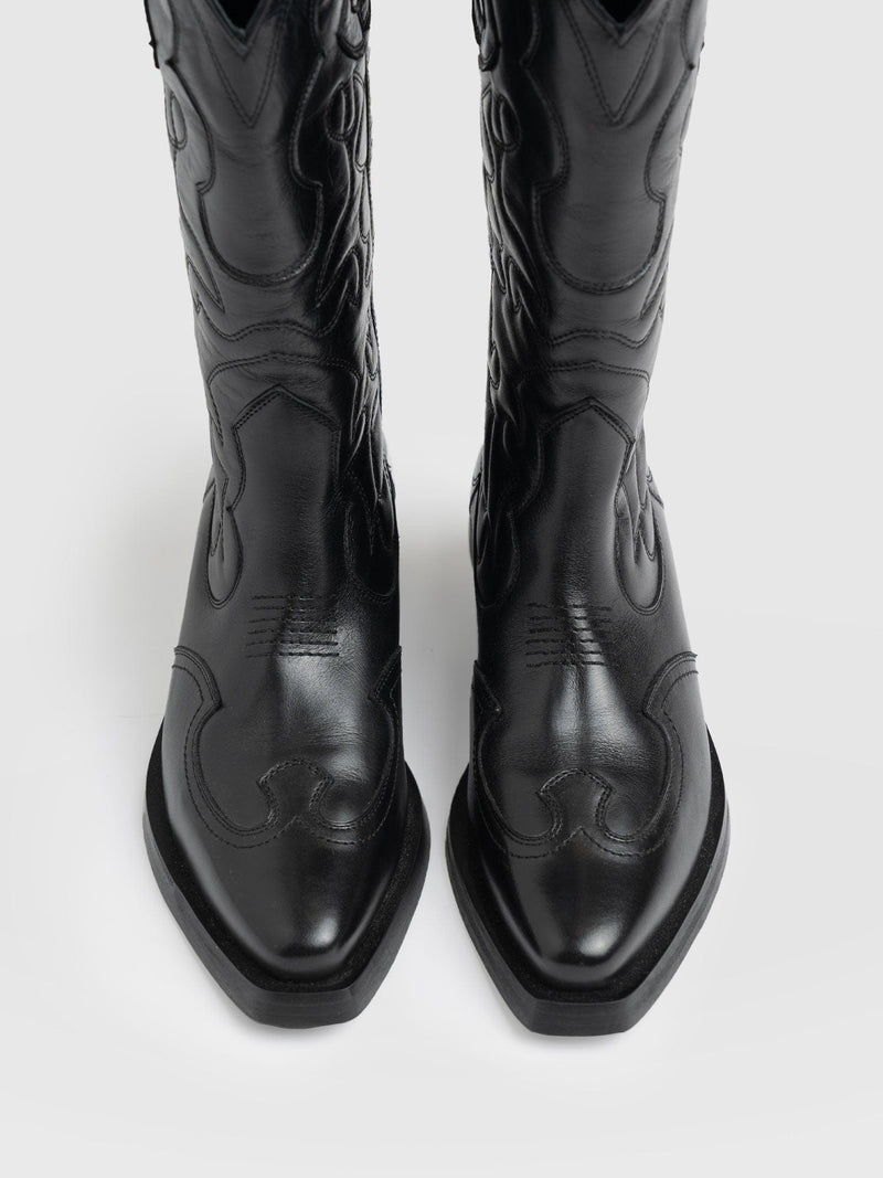 Kansas Western Boot Black - Women's Leather Boots | Saint + Sofia® UK