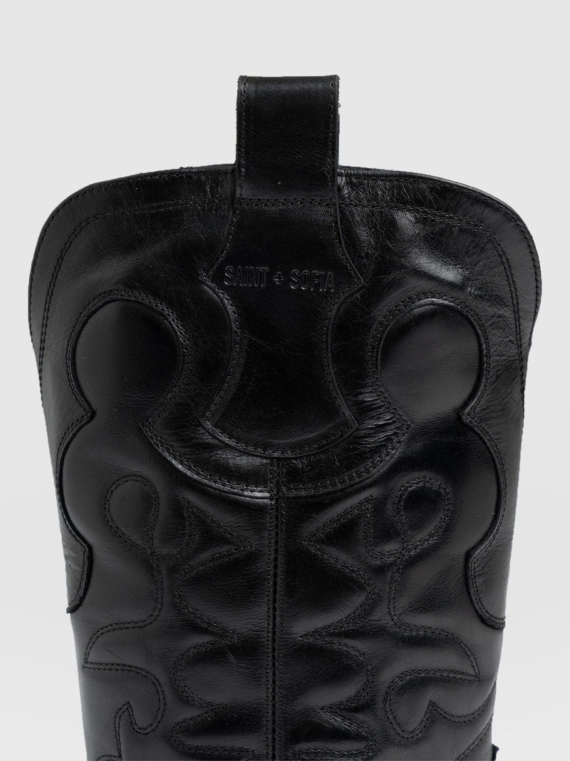 Kansas Western Boot Black - Women's Leather Boots | Saint + Sofia® UK
