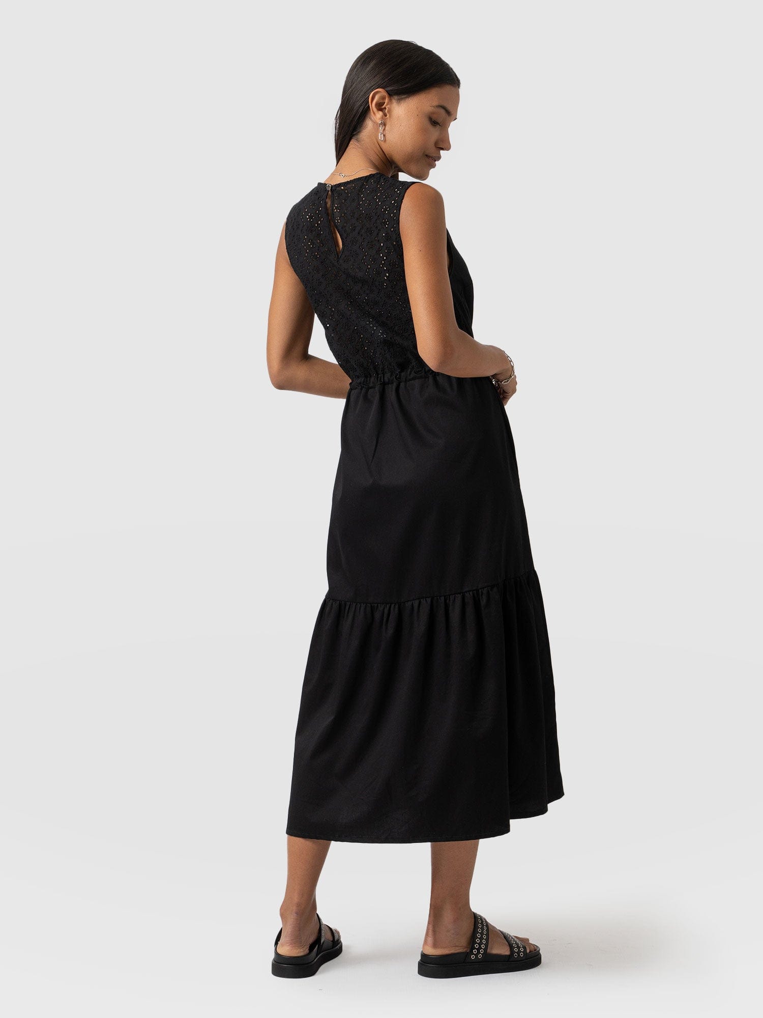 Kara Dress Black Broderie - Women's Dresses | Saint and Sofia® UK