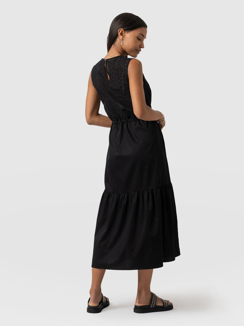Kara Dress Black Broderie - Women's Dresses | Saint and Sofia® UK