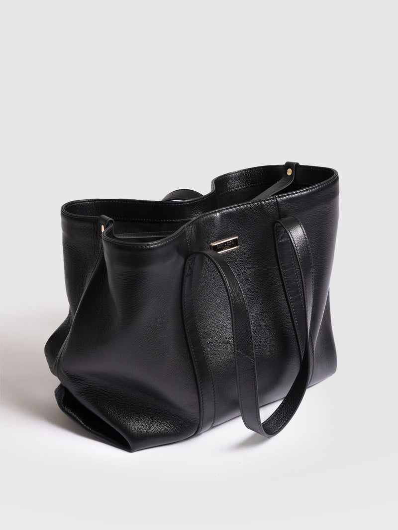 Kara Shopper Bag - Black Leather - Women's Handbags | Saint + Sofia® UK