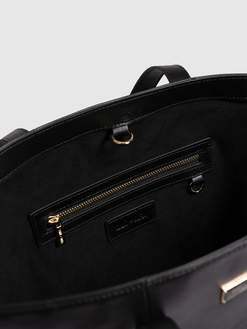 Kara Shopper Bag - Black Leather - Women's Handbags | Saint + Sofia® UK