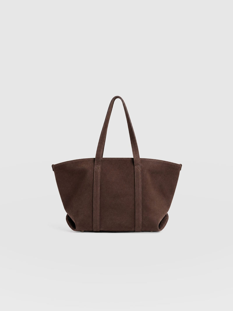 Kara Shopper Bag Brown Suede - Women's Bags | Saint + Sofia® UK