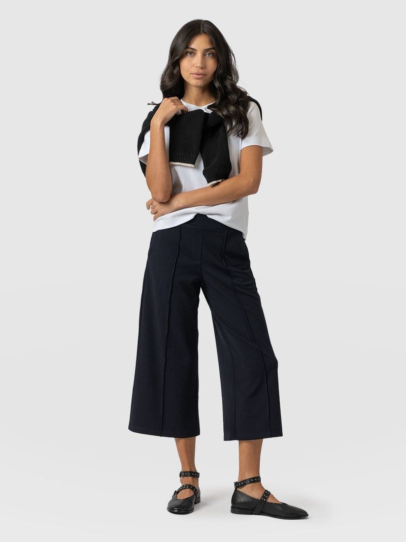 Keller Keller Crop Pant Navy - Women's Culottes | Saint + Sofia® UK