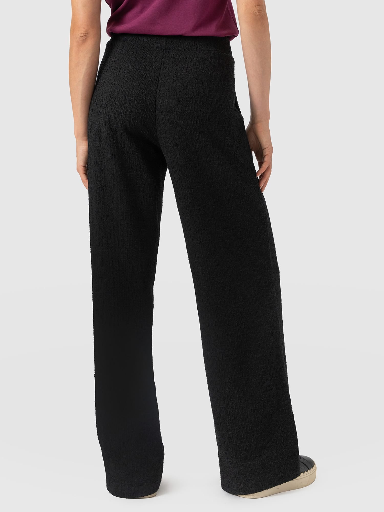 Keller Wide Leg Pant - Black Boucle - Women's Trousers | Saint and Sofia® UK