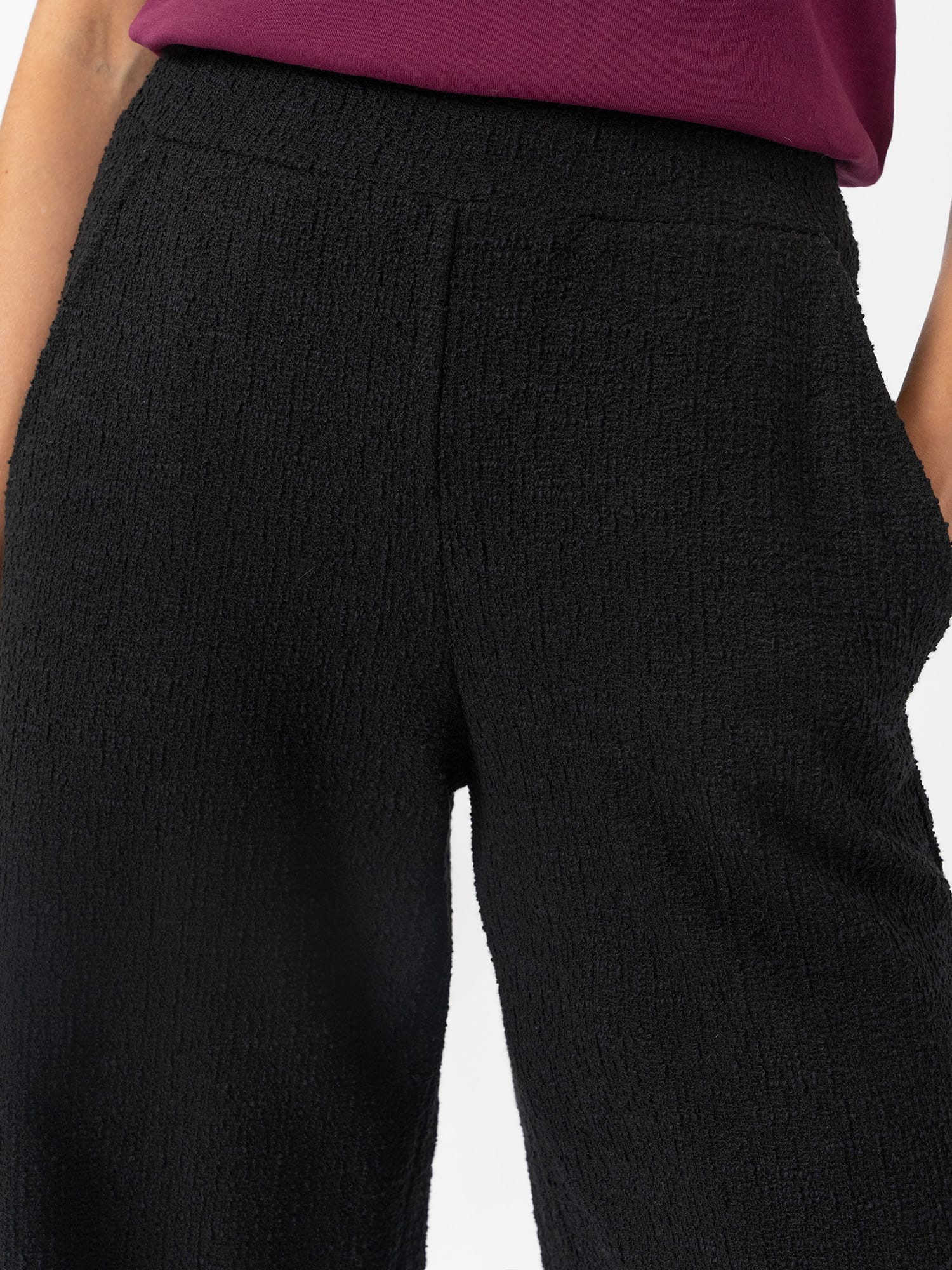 Keller Wide Leg Pant - Black Boucle - Women's Trousers | Saint and Sofia® UK