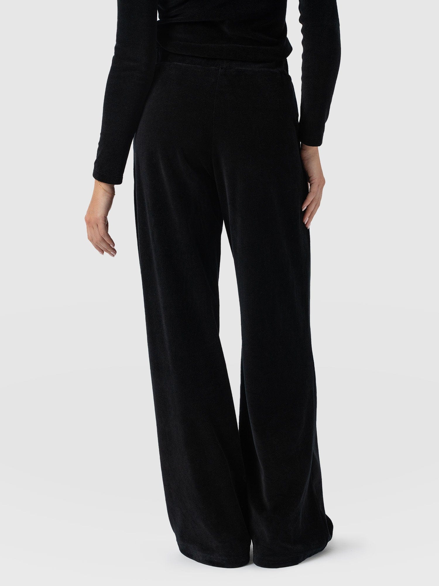 Keller Wide Leg Pant - Black Velvet - Women's Trousers | Saint + Sofia® UK