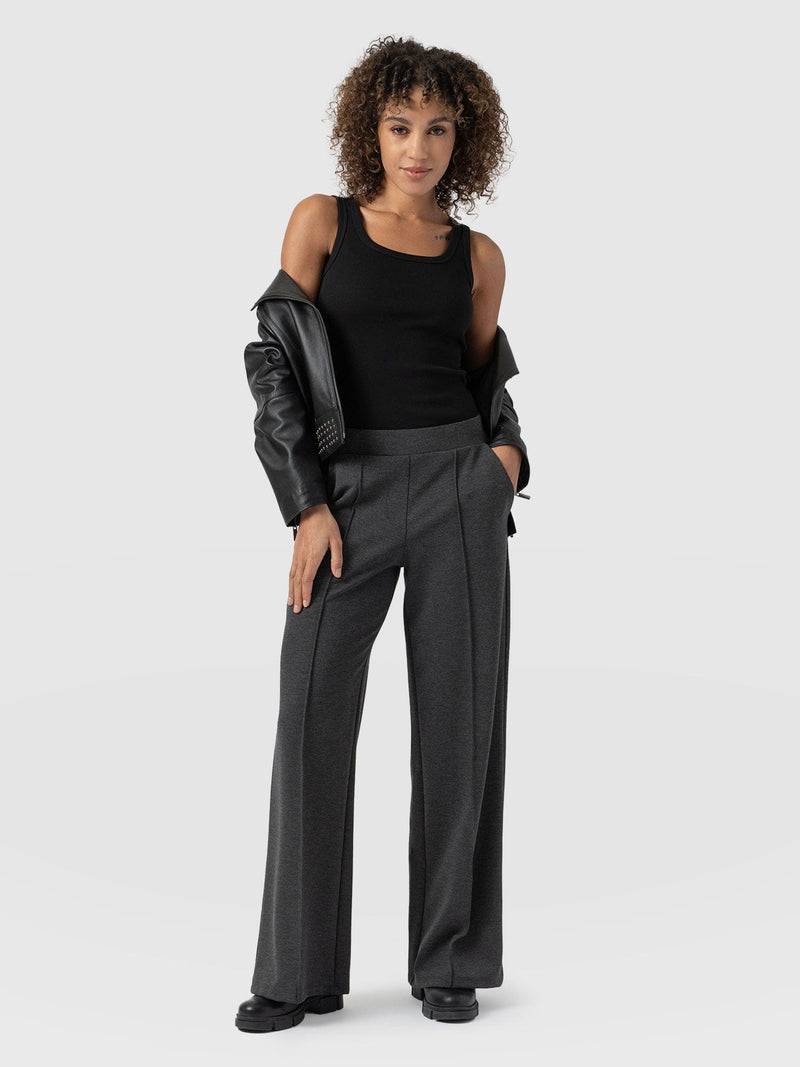Keller Wide Leg Pant Charcoal - Women's Trousers | Saint and Sofia® UK