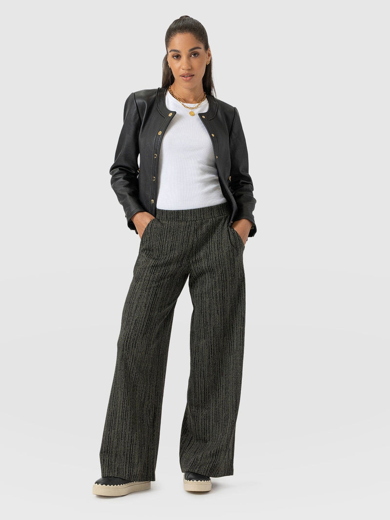 Keller Wide Leg Pant - Green Texture