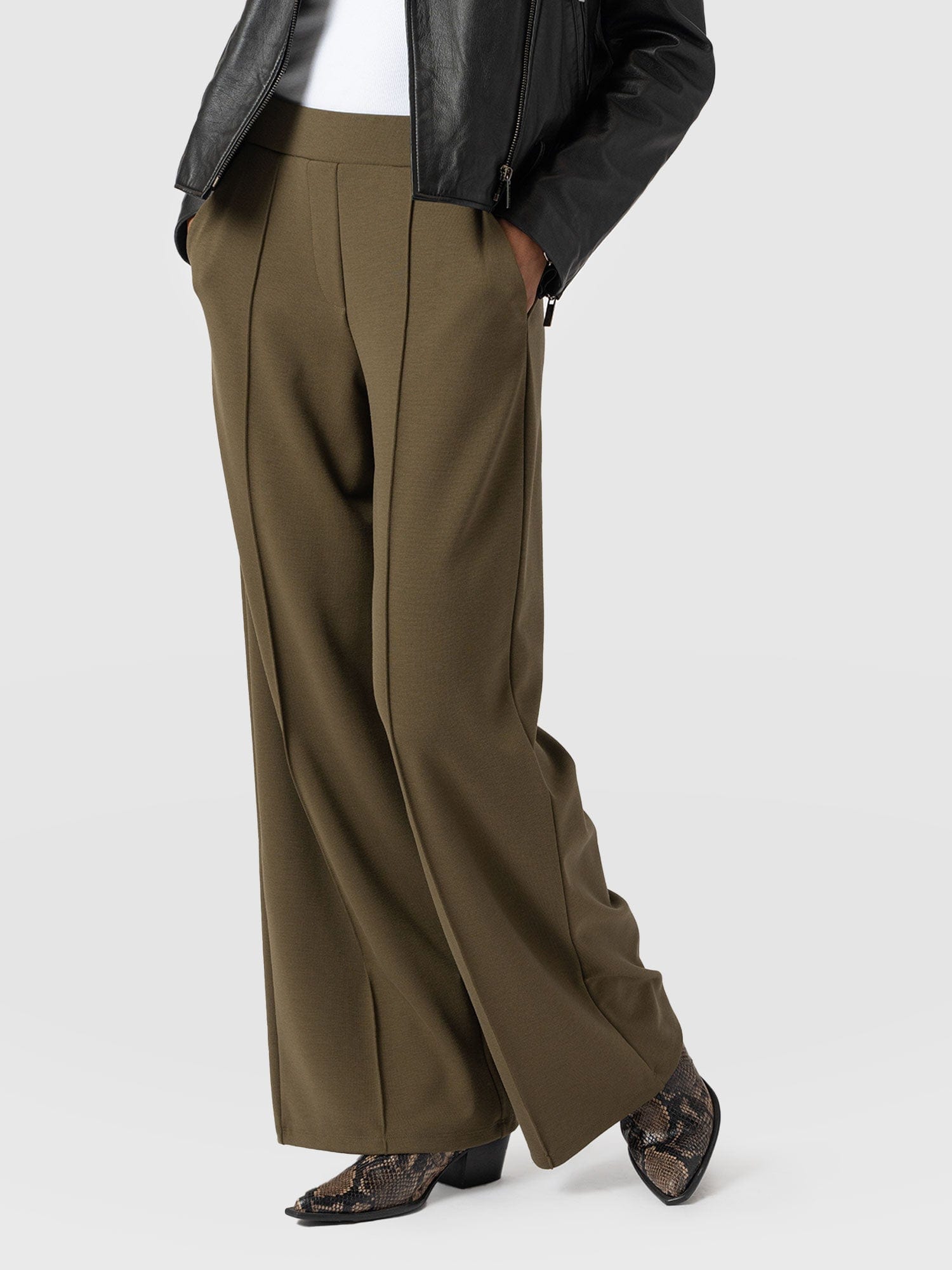 Keller Wide Leg Pant Khaki - Women's Trousers | Saint + Sofia® UK