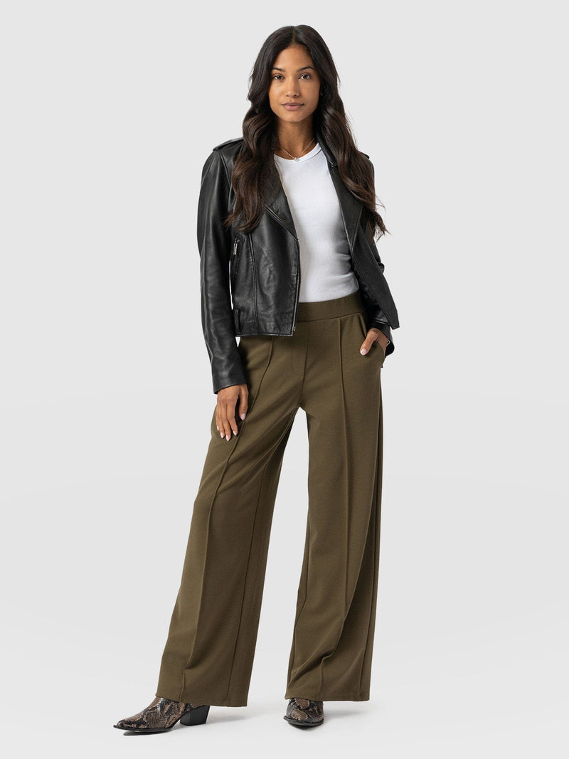 Keller Wide Leg Pant Khaki - Women's Trousers | Saint and Sofia® UK