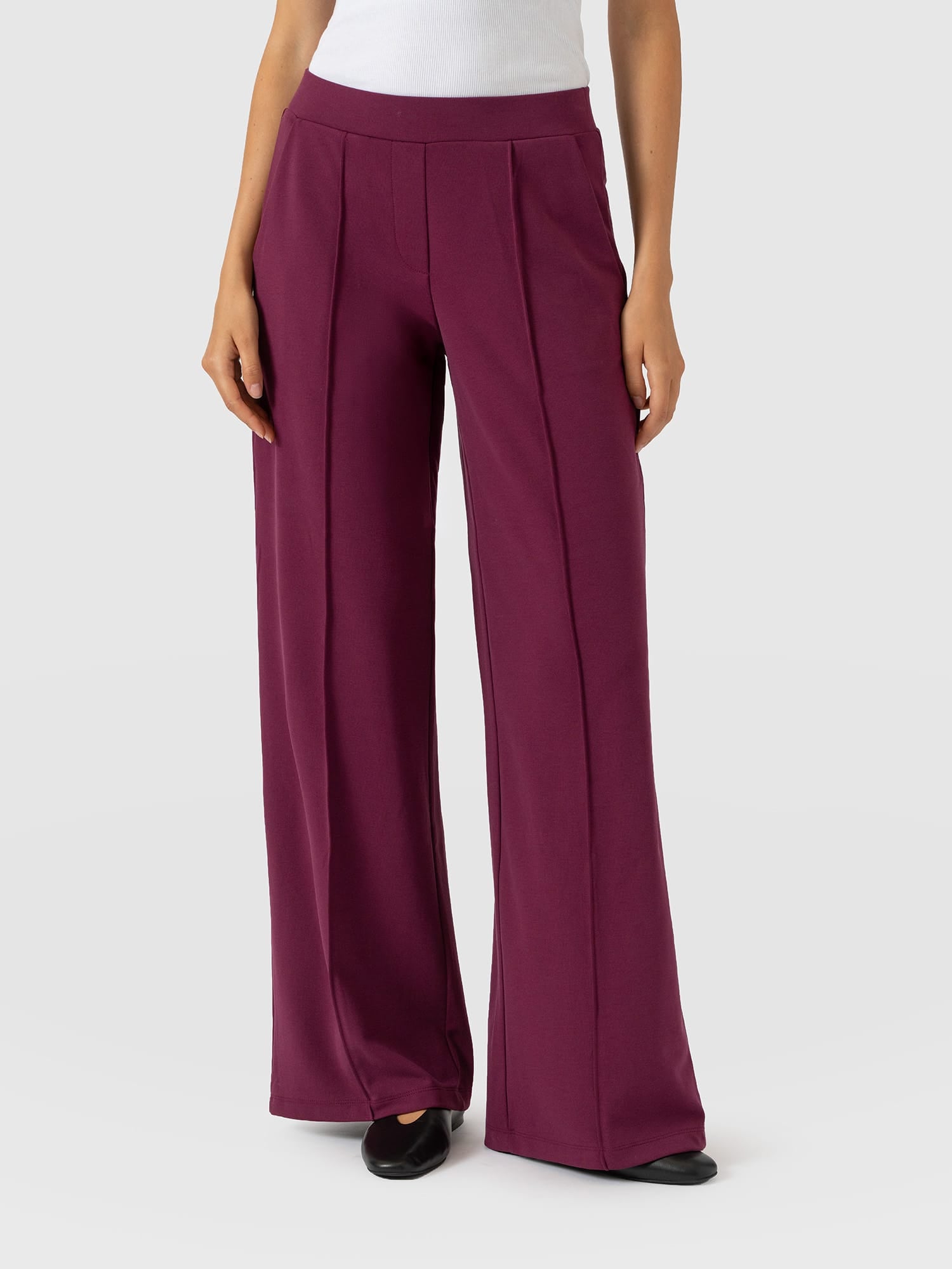 Keller Wide Leg Pant - Plum - Women's Trousers | Saint and Sofia® UK