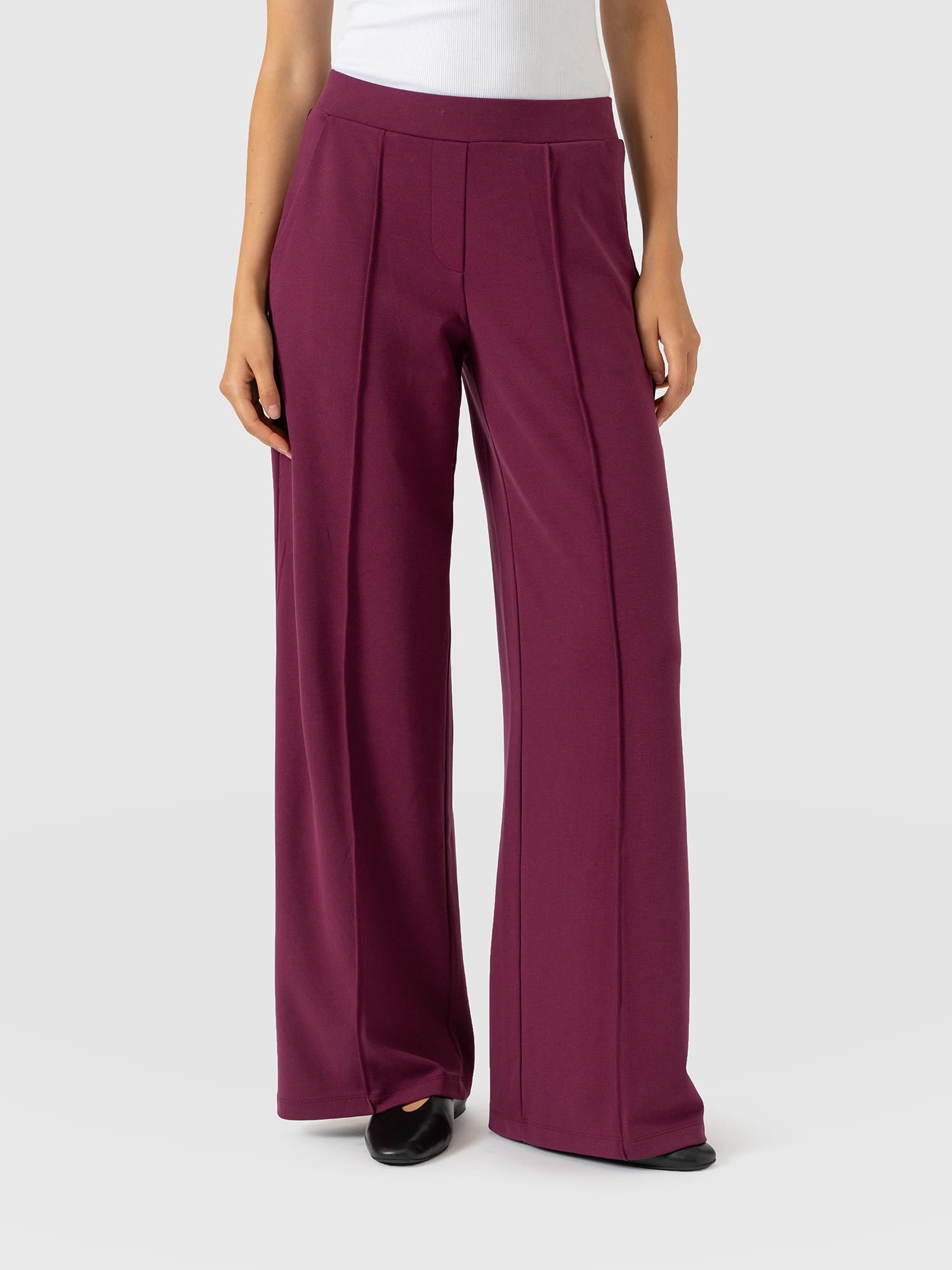 Keller Wide Leg Pant - Plum - Women's Trousers | Saint and Sofia® UK