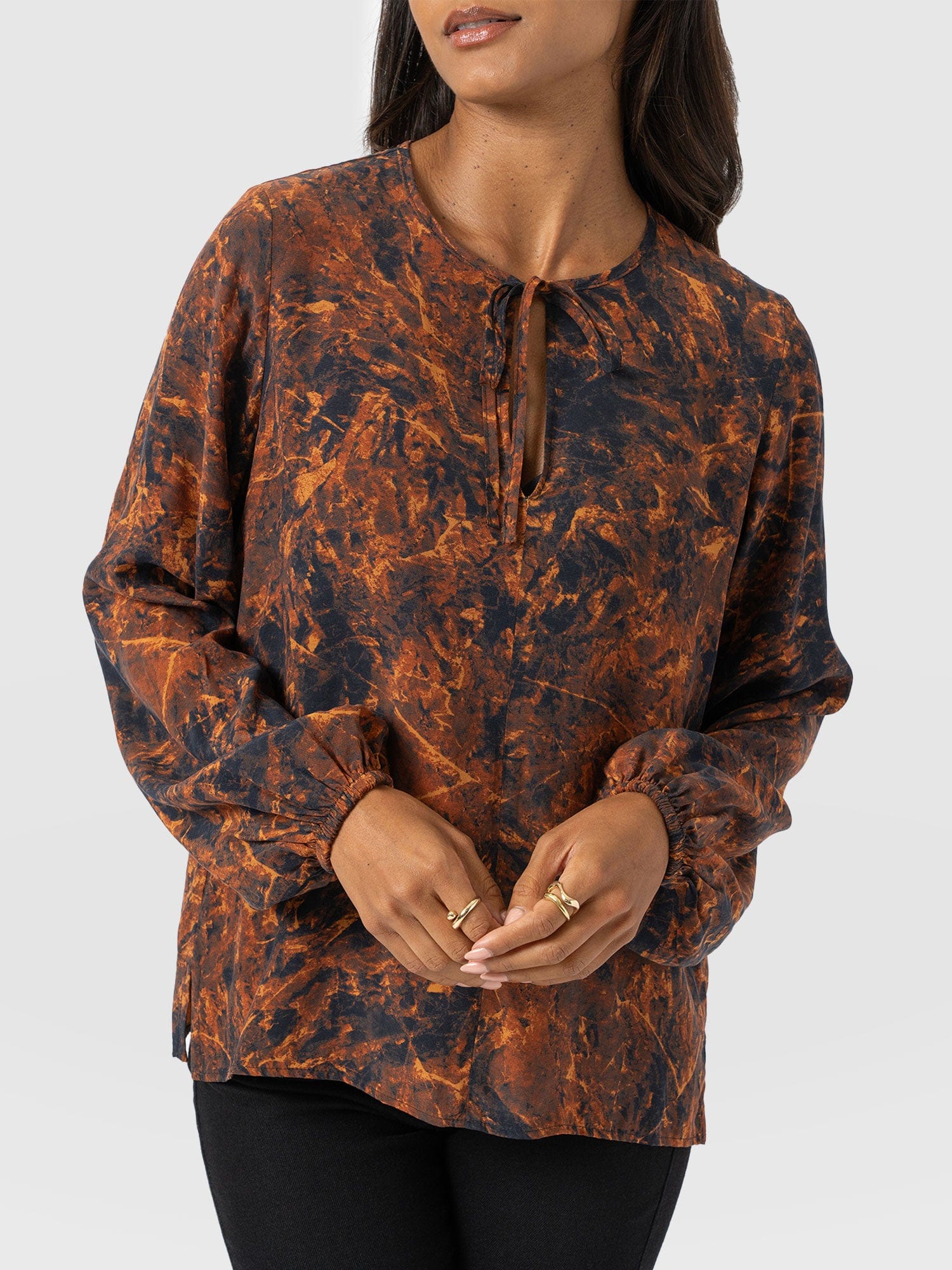 Kristen Blouse - Brown Marble - Women's Blouses | Saint + Sofia® UK