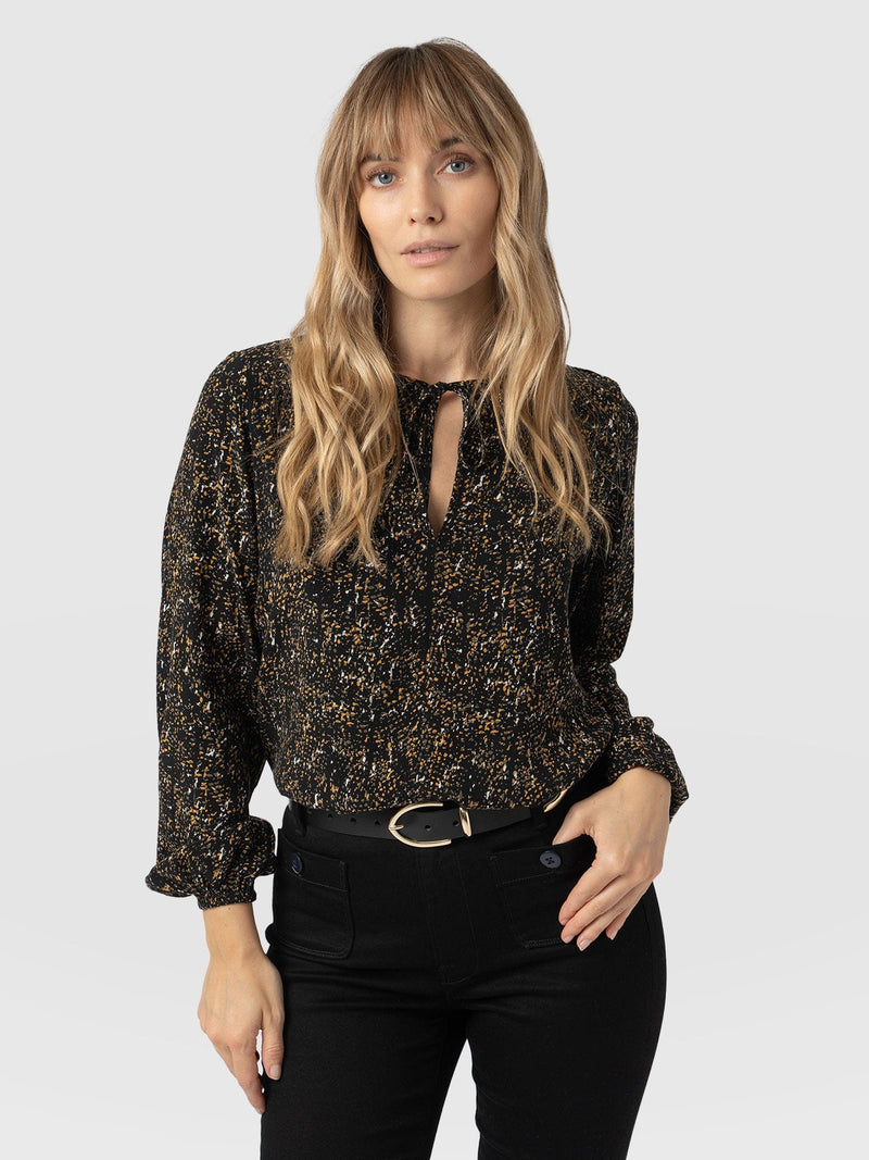 Kristen Blouse Green Ditsy Leopard - Women's Blouses | Saint and Sofia® UK