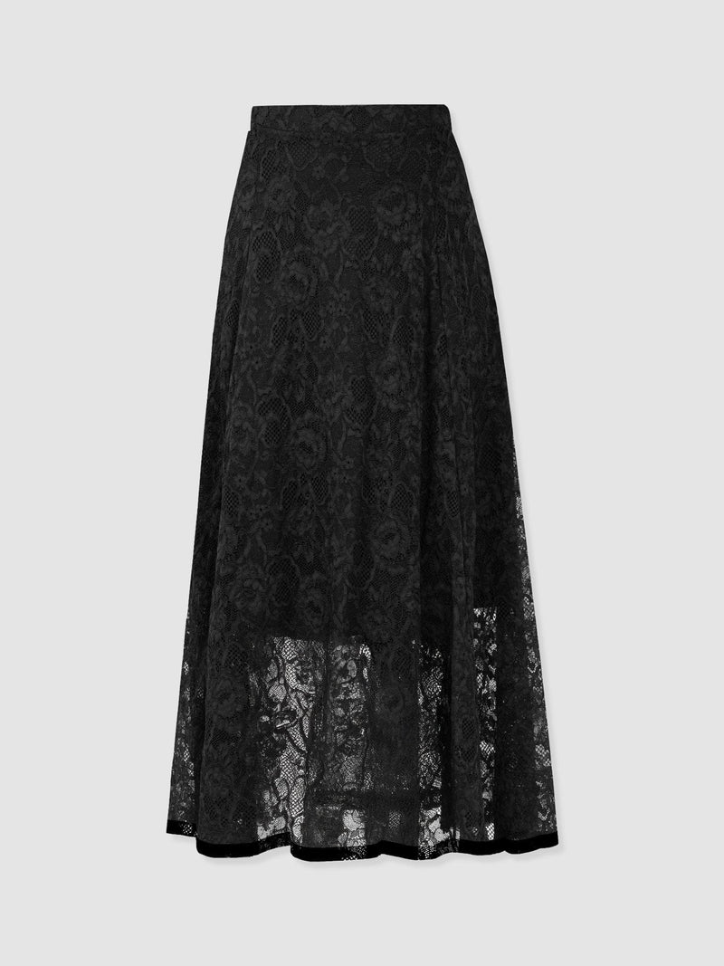 Lana A - Line Skirt - Black Lace - Women's Skirts | Saint + Sofia® UK