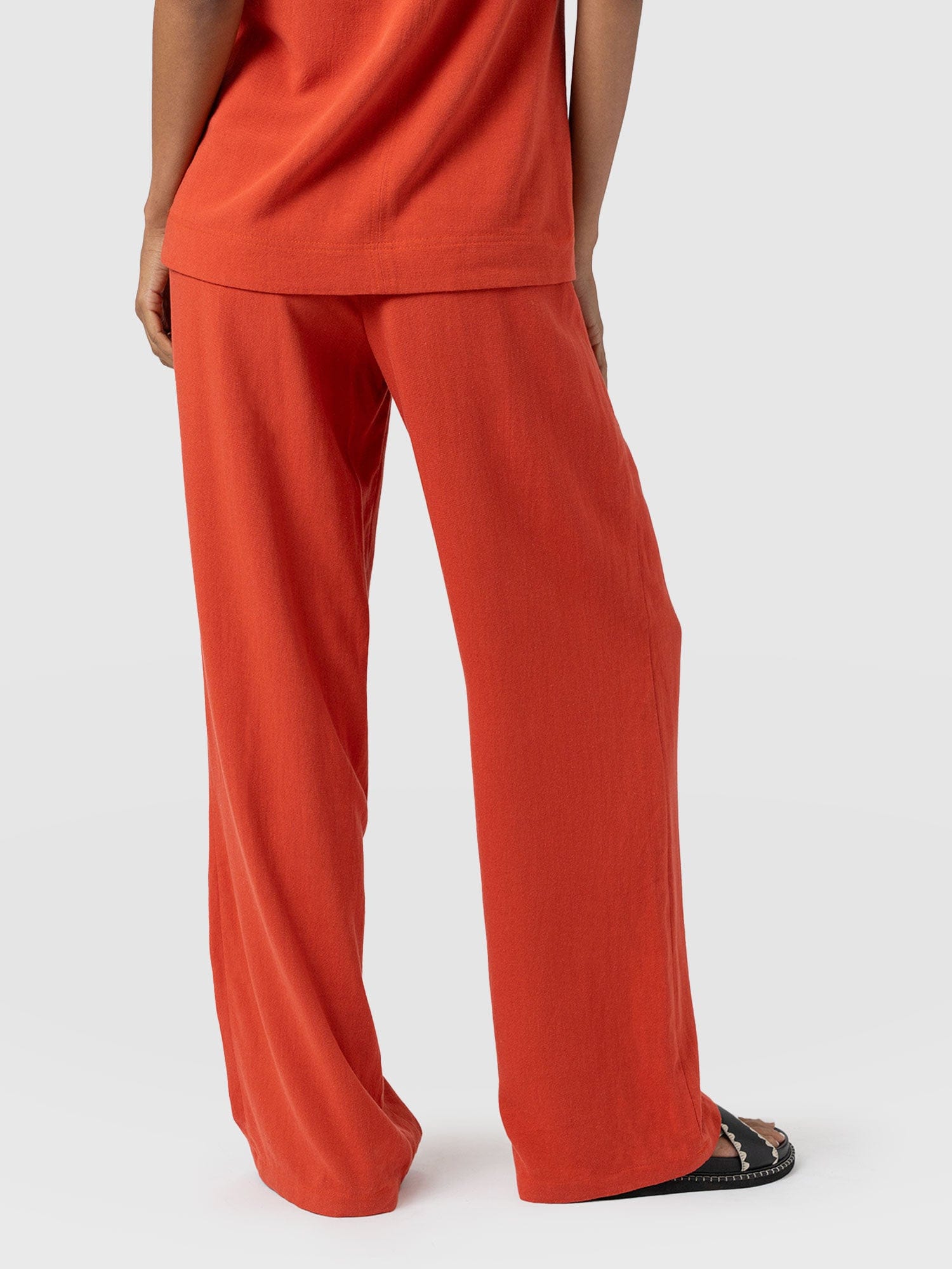 Corinne Wide Leg Linen Pant - Burnt Orange - Women's Trousers | Saint + Sofia® UK