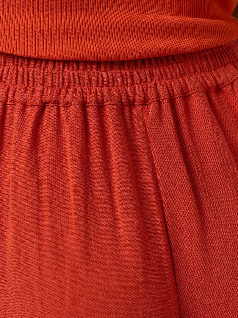 Corinne Wide Leg Linen Pant - Burnt Orange - Women's Trousers | Saint and Sofia® UK