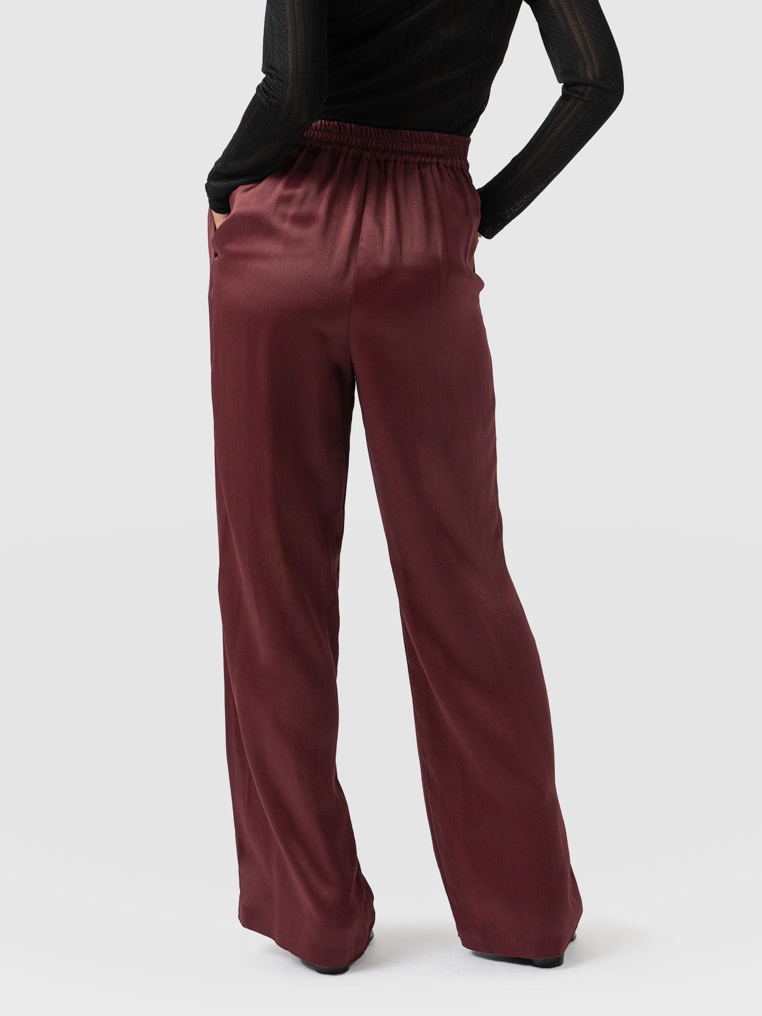 Langley Wide Leg Pant Maroon - Women's Trousers | Saint + Sofia® UK